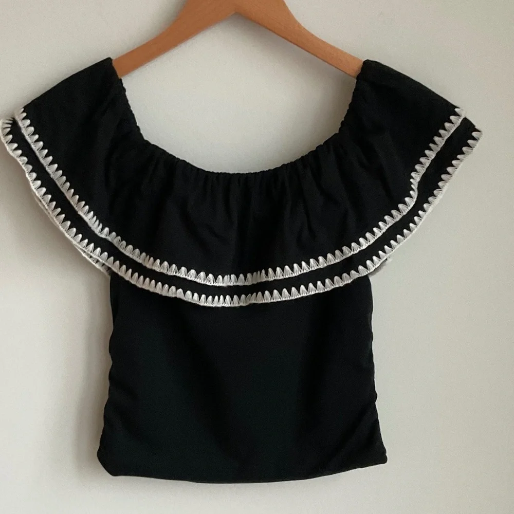 J. Crew Black Off The Shoulder Ruffle Top - Various Size